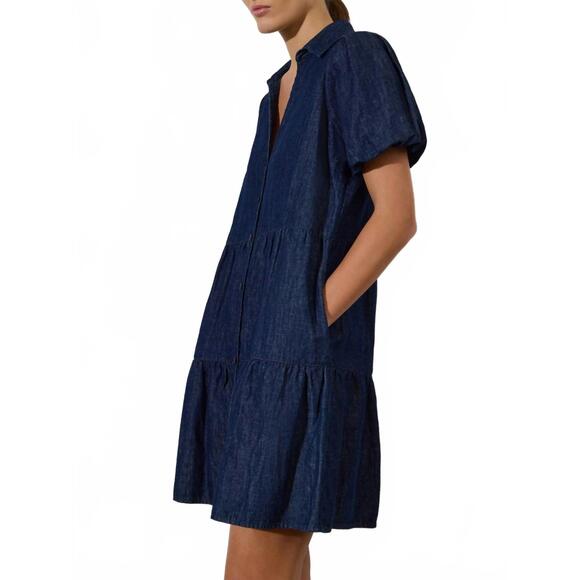 NEW BROCHU WALKER havana mini dress in indigo - Picture 2 of 4